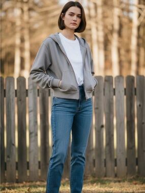 AERO gray Hoodie Jacket with front zipper.